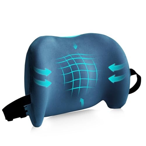 BYMECOST Lumbar Support Pillow for Office Chair, Car Lumbar Pillow Lower Back Pain Relief, Memory Foam Back Cushion with Adjustable Straps, Ergonomic Chair Back Pillow for Gaming Chair, Car, Bed (BLUE) - Image 1