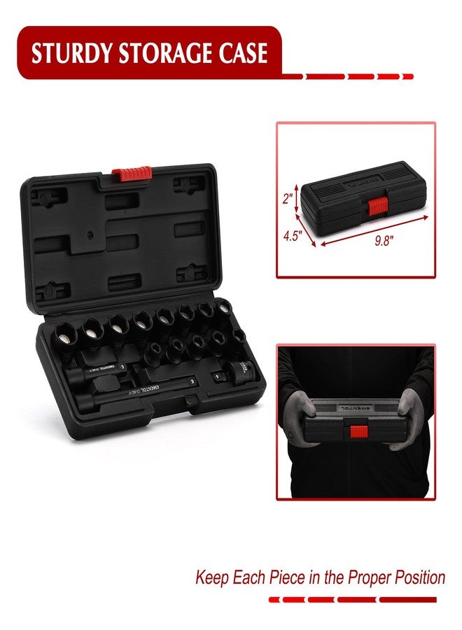 EMENTOL 3/8 Inch Drive Magnetic Impact Socket Set, 16-Piece Metric, 7-19mm, 6 Point, Cr-Mo,Magnetic Sockets with Universal Joint & Extension Bar - Image 5