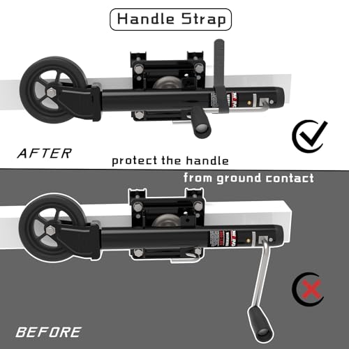 TOWKING Upgraded Spoke Wheel Trailer Jack, 10" Vertical Movement, 1500 lbs, for RV, Boat, Trailer and More, Black - Image 4