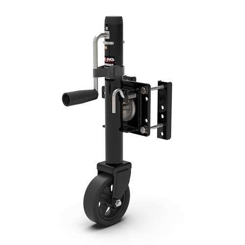 TOWKING Upgraded Spoke Wheel Trailer Jack, 10" Vertical Movement, 1500 lbs, for RV, Boat, Trailer and More, Black - Image 1