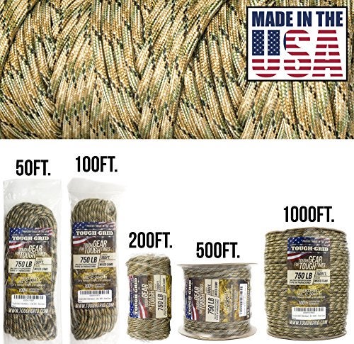 TOUGH-GRID 750 Paracord Rope Nylon Parachute Cord, Made in USA Survival Kit, Outdoor Adventures, Camping, Tactical Gear & Emergency Supplies, Military Type IV Mil-Spec - Image 2