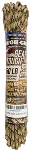 TOUGH-GRID 750 Paracord Rope Nylon Parachute Cord, Made in USA Survival Kit, Outdoor Adventures, Camping, Tactical Gear & Emergency Supplies, Military Type IV Mil-Spec - Image 3