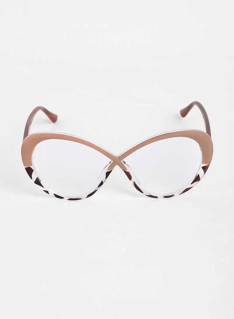 Haute Sauce  Haute Sauce Women's The Ombre Twist Cateye Sunglasses For Casual Wear | One-Size | Buff Beige Polycarbonate Frame | Transparent Polarized Lens | Full Rim | Eyewear For Woman & Girls for Women | Best Price UAE