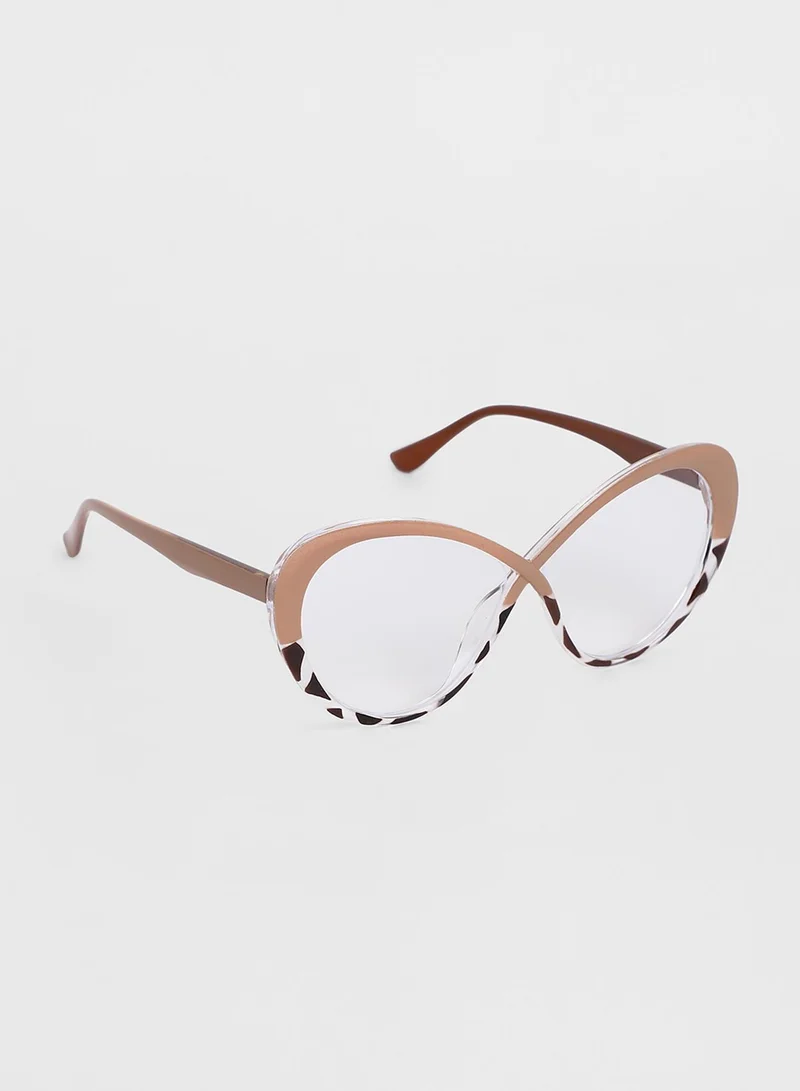 Haute Sauce  Haute Sauce Women's The Ombre Twist Cateye Sunglasses For Casual Wear | One-Size | Buff Beige Polycarbonate Frame | Transparent Polarized Lens | Full Rim | Eyewear For Woman & Girls for Women | Best Price UAE
