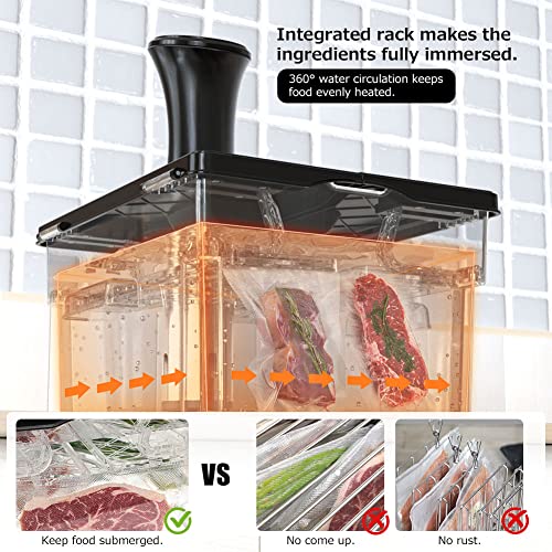Vpcok Direct Sous Vide Container with Lid Double-Door-Opening Design 11.65 QT Sous Vide Pot Slow Cooker Container with Built- in Rack Compatible with Most Immersion Circulators - Image 5