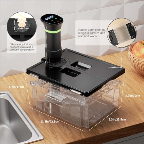 Vpcok Direct Sous Vide Container with Lid Double-Door-Opening Design 11.65 QT Sous Vide Pot Slow Cooker Container with Built- in Rack Compatible with Most Immersion Circulators - Image 2