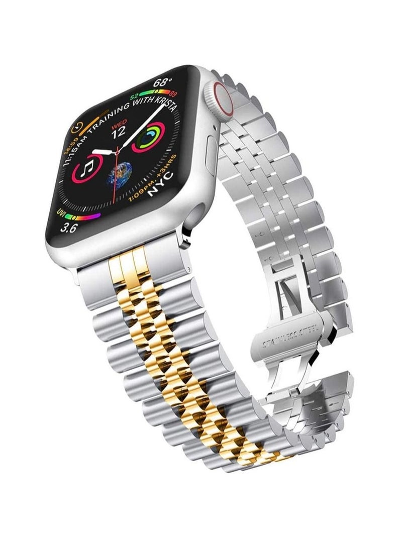 Replacement Band Compatible with Apple Watch 41mm,Stainless Steel Solid Strap Metal Bracelet for Apple Watch Series 7/ - Image 1