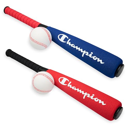 Champion Toddler Baseball Set (Red/Black), (Red/White/Blue), Big Fly Foam Bat and Soft Ball Kit for Kids Ages 3+, Oversized 24” Lightweight Bat with Molded Core, for Safe Indoor or Outdoor Play - Image 1