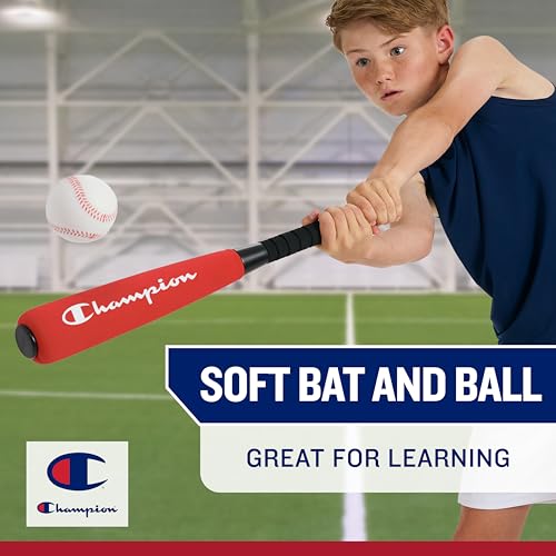 Champion Toddler Baseball Set (Red/Black), (Red/White/Blue), Big Fly Foam Bat and Soft Ball Kit for Kids Ages 3+, Oversized 24” Lightweight Bat with Molded Core, for Safe Indoor or Outdoor Play - Image 4