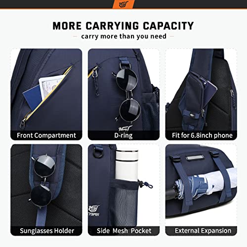 SKYSPER Sling Laptop Bag (Up to 13 Inch) - 18L Crossbody Sling Backpack Travel Shoulder Bag Hiking Daypack for Men Women(Navyblue) - Image 5