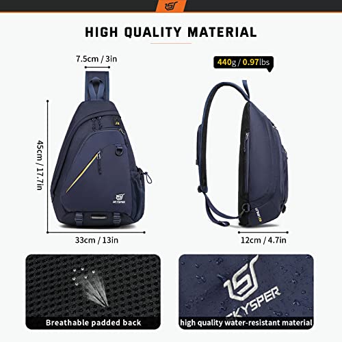 SKYSPER Sling Laptop Bag (Up to 13 Inch) - 18L Crossbody Sling Backpack Travel Shoulder Bag Hiking Daypack for Men Women(Navyblue) - Image 4