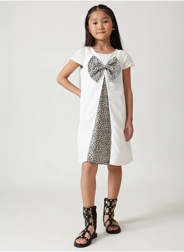 One Friday One Friday Girls Off-White A-Line Cap Sleeve Solid Dress