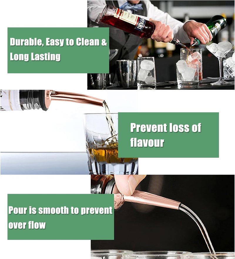 WAFJAMF 12 Pcs Liquor Pour Spouts Set, Stainless Steel Liquor Bottle Pourers with Rubber Dust Caps, for Pours Liquid, Olive Oil, Wine, Vinegar (Rose Gold-12 Pack) - Image 4