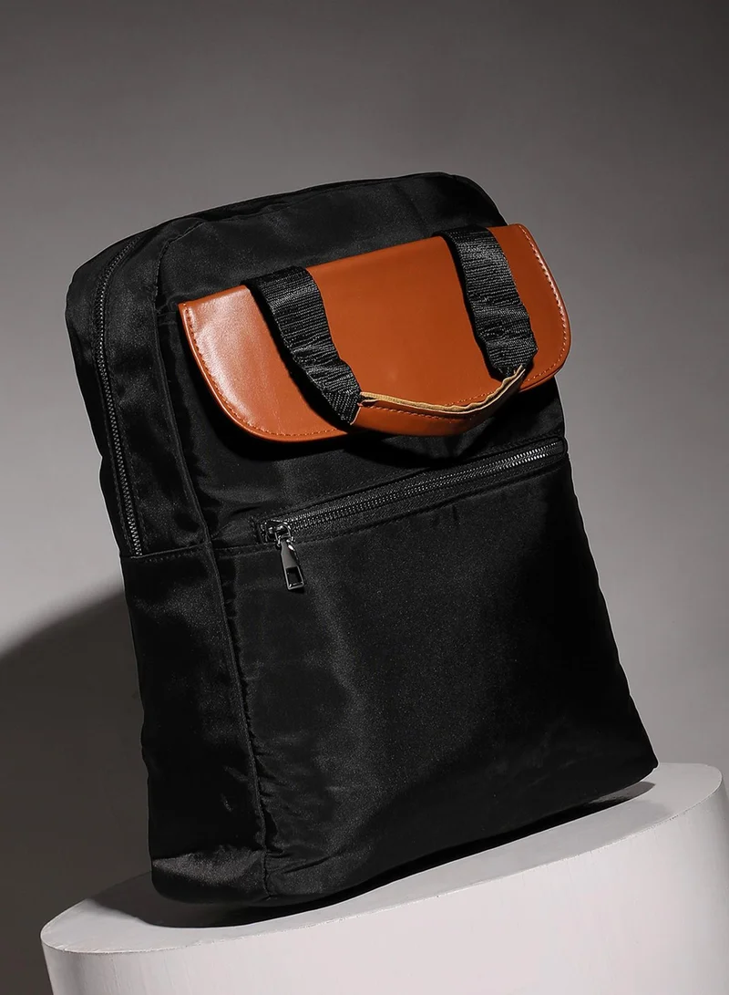 صوص هاوت Contrast Flap Backpack - Black
