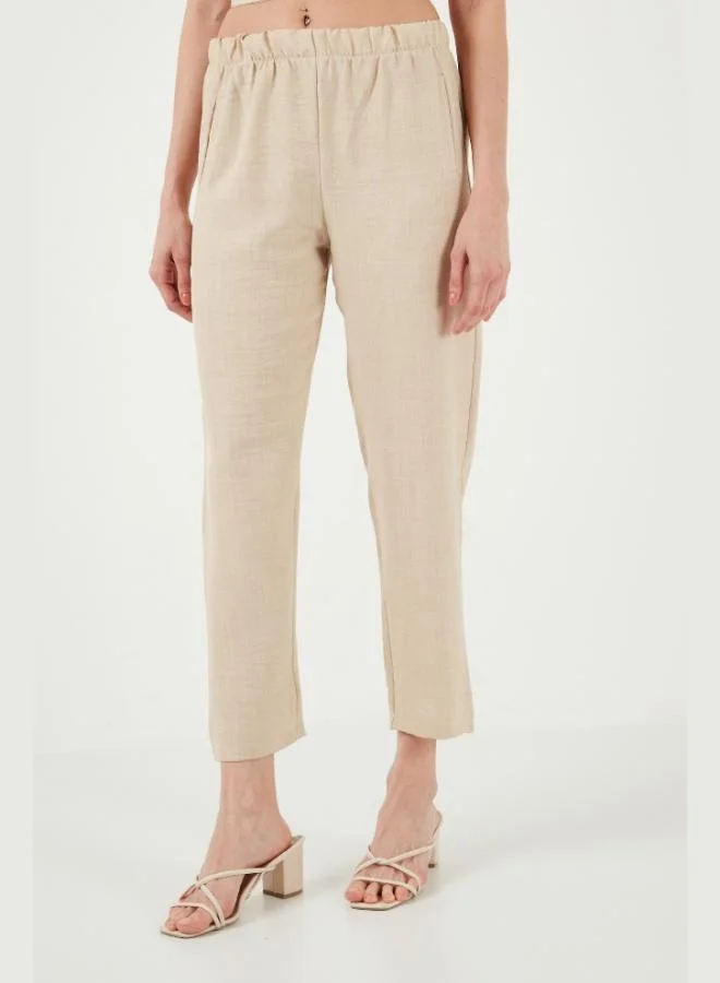 Lela  Lela Women's Linen-Look Trousers with Elastic Waistband 5865797 for Women | Best Price UAE