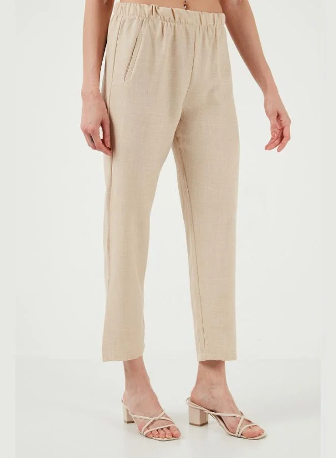Lela  Lela Women's Linen-Look Trousers with Elastic Waistband 5865797 for Women | Best Price UAE