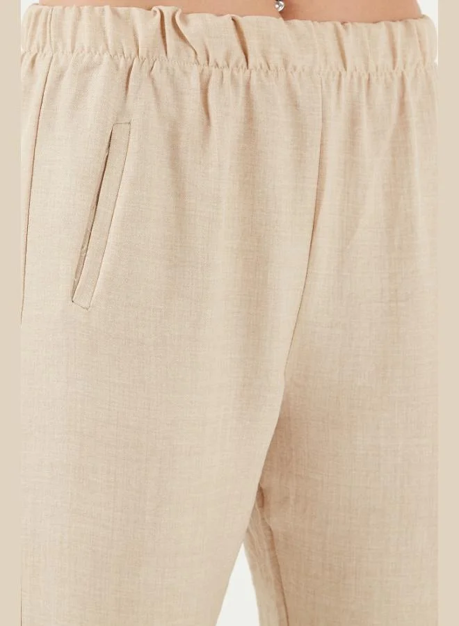 Lela  Lela Women's Linen-Look Trousers with Elastic Waistband 5865797 for Women | Best Price UAE
