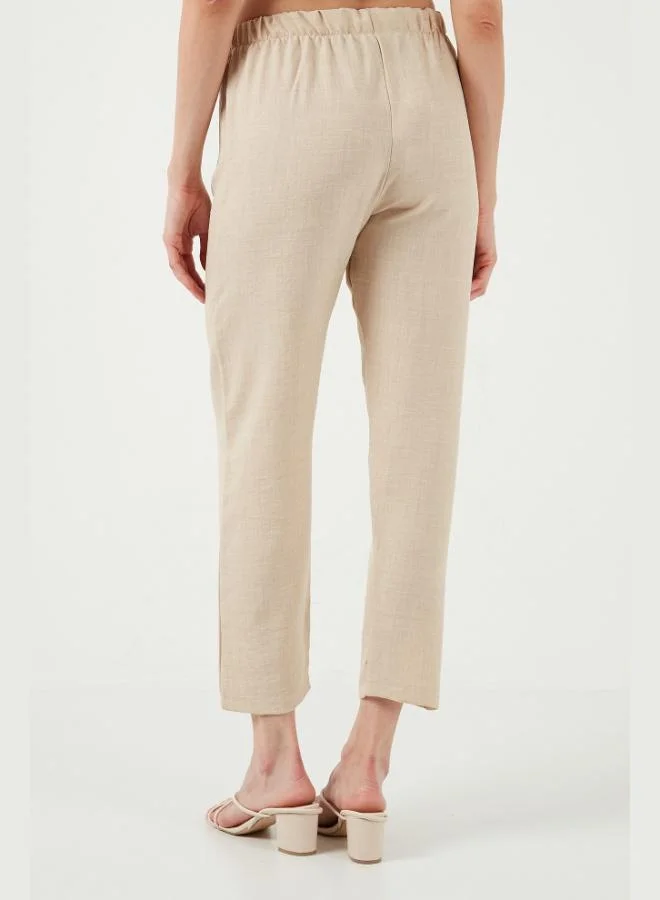 Lela  Lela Women's Linen-Look Trousers with Elastic Waistband 5865797 for Women | Best Price UAE