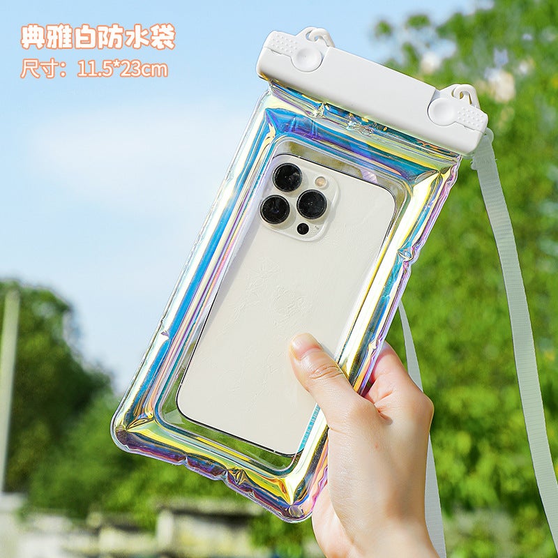 Generic Mobile phone waterproof bag touch screen swimming special water park artifact drifting equipment storage bag professional mobile phone case Elegant White 