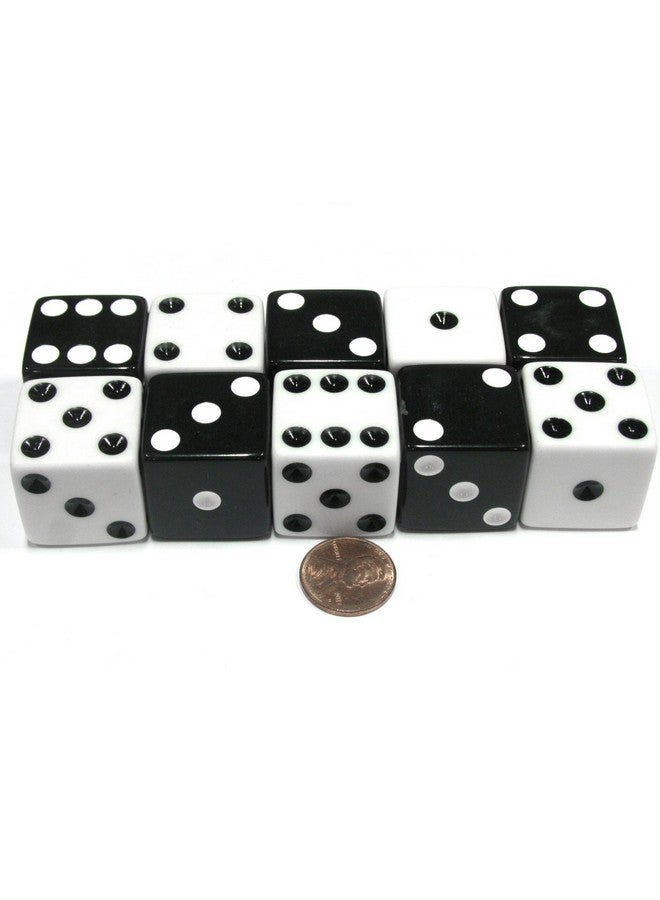 Koplow Games Set of 10 Inverse D6 25mm Large Opaque Jumbo Dice - 5 Each of White and Black - Image 2