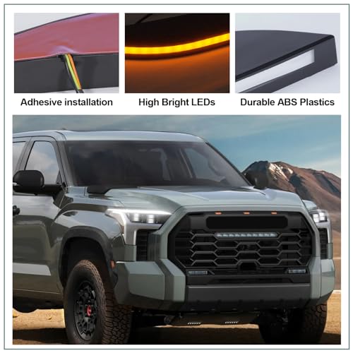 TBHOO LED Daytime Running Lights For 2022 2023 2024 Toyota Tundra CrewMax SR SR5 Limited Fog Light Headlights DRL Assemblies Replacement black lens (DRL3) - Image 2