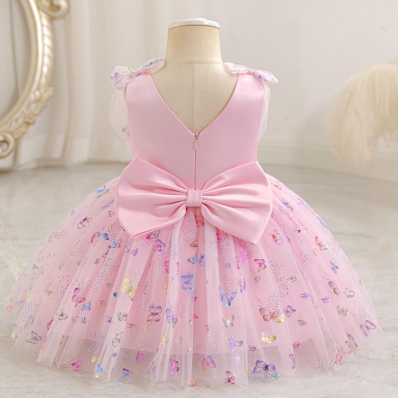 ODOLDI Baby Girls Butterfly Birthday Dress Baby Girl 3D Butterfly Princess Dress Photography Wedding Cake Crush Pink 12-18 Months - Image 3