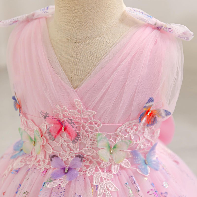ODOLDI Baby Girls Butterfly Birthday Dress Baby Girl 3D Butterfly Princess Dress Photography Wedding Cake Crush Pink 12-18 Months - Image 2