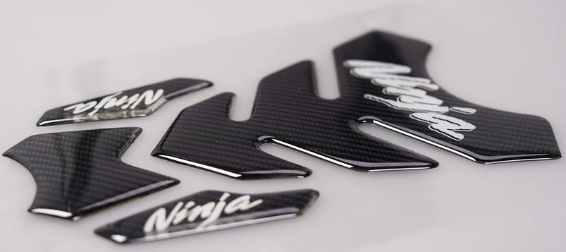 REVSOSTAR 5D Real Carbon Fiber Chrome Decal Sticker Vinyl Decal Emblem Protection Gas Tank Pad for Ninja 250 300 All Series with Keychain - Image 2