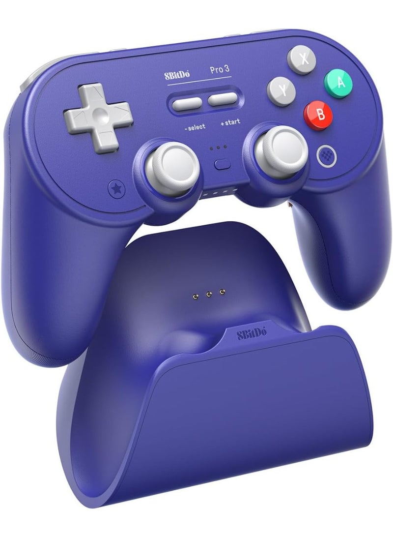8Bitdo Pro 3 Bluetooth Controller for Switch/Switch 2 – TMR Joysticks, Swappable ABXY Buttons, Pro Back Buttons, Charging Dock, Hall Effect Triggers, for Windows, Apple, SteamOS, Android - Purple - Image 2