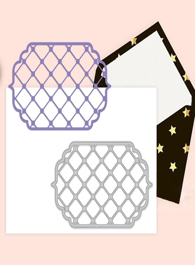 BENECREAT 4Pcs 4 Styles Net Lace Frame Cutting Dies, Grid Background Metal Cutting Dies for DIY Paper Craft Card Making Scrapbooking Decor - Image 5
