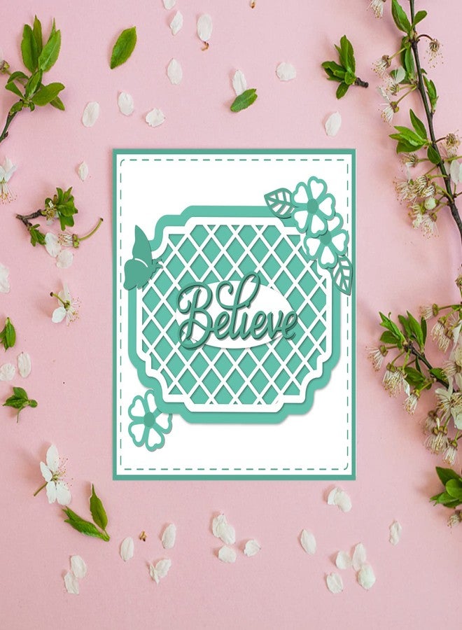 BENECREAT 4Pcs 4 Styles Net Lace Frame Cutting Dies, Grid Background Metal Cutting Dies for DIY Paper Craft Card Making Scrapbooking Decor - Image 4