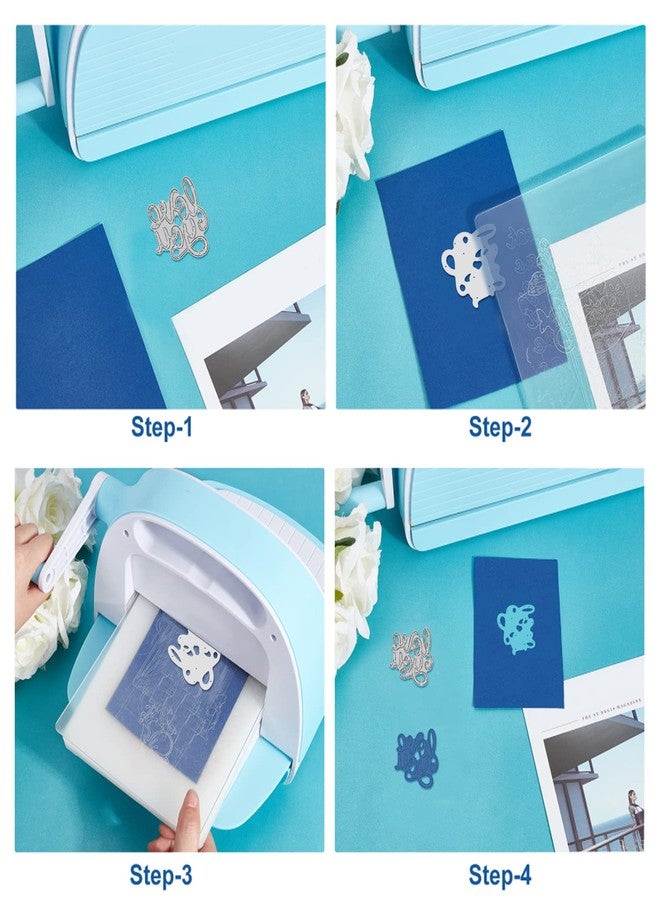 BENECREAT 4Pcs 4 Styles Net Lace Frame Cutting Dies, Grid Background Metal Cutting Dies for DIY Paper Craft Card Making Scrapbooking Decor - Image 3