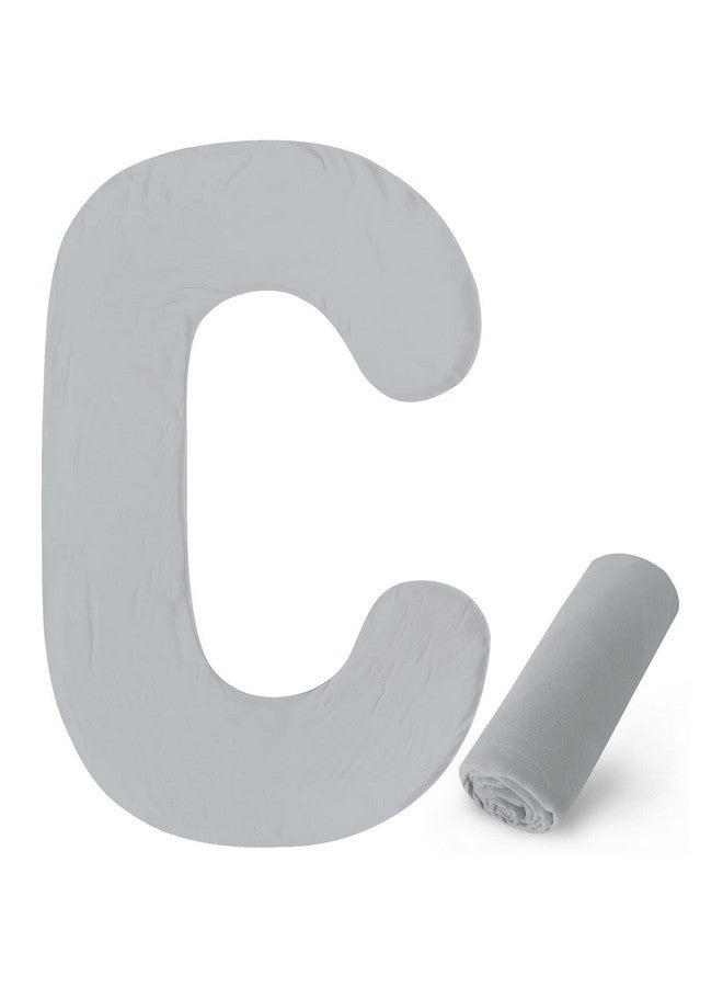 Biloban C Shaped Pregnancy Pillow Cover, Full Body Pillowcase For Maternity Pillow, Super Soft Fabric, Universal Fit, Grey - Image 1