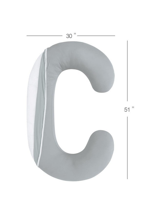 Biloban C Shaped Pregnancy Pillow Cover, Full Body Pillowcase For Maternity Pillow, Super Soft Fabric, Universal Fit, Grey - Image 2