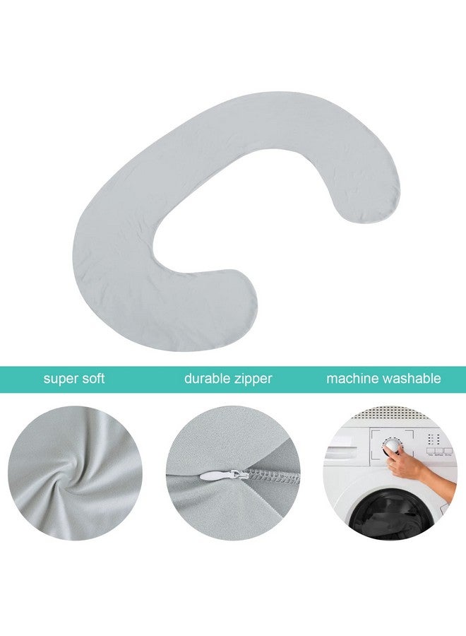 Biloban C Shaped Pregnancy Pillow Cover, Full Body Pillowcase For Maternity Pillow, Super Soft Fabric, Universal Fit, Grey - Image 4