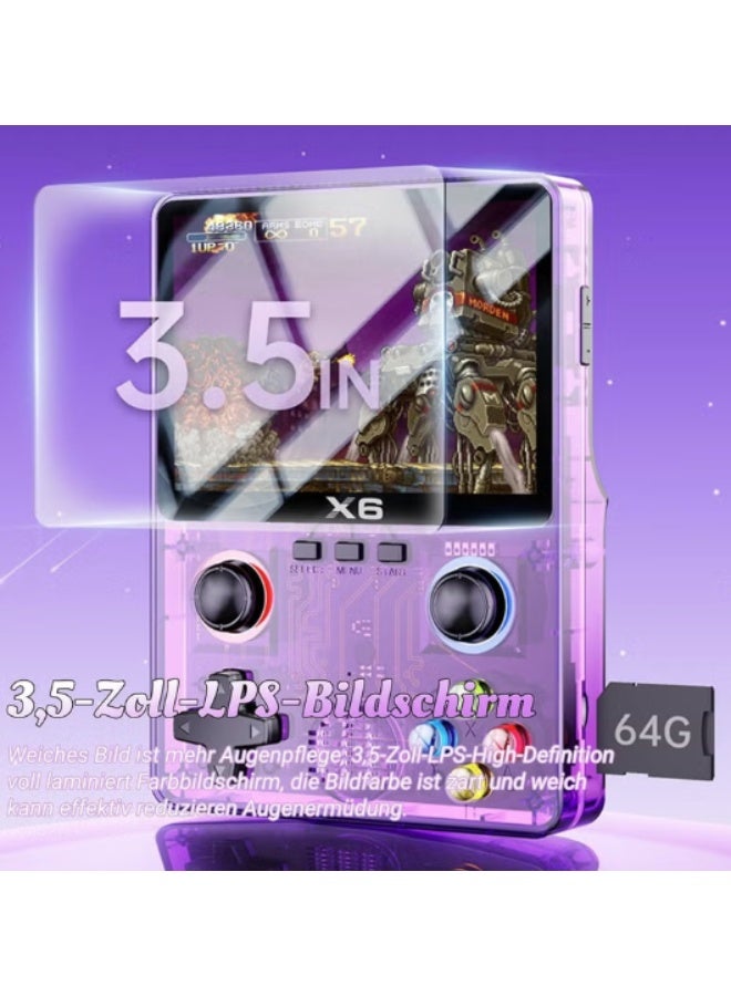 X6 Handheld Video Game Console with 3.5-Inch Display – Preloaded with 10,000+ Retro Games – Dual Player Support with External Gamepad – 640x480 Resolution, Built-In Battery, Multimedia Playback, TF Card Slot – Portable Gaming Device for All Ages - Image 3