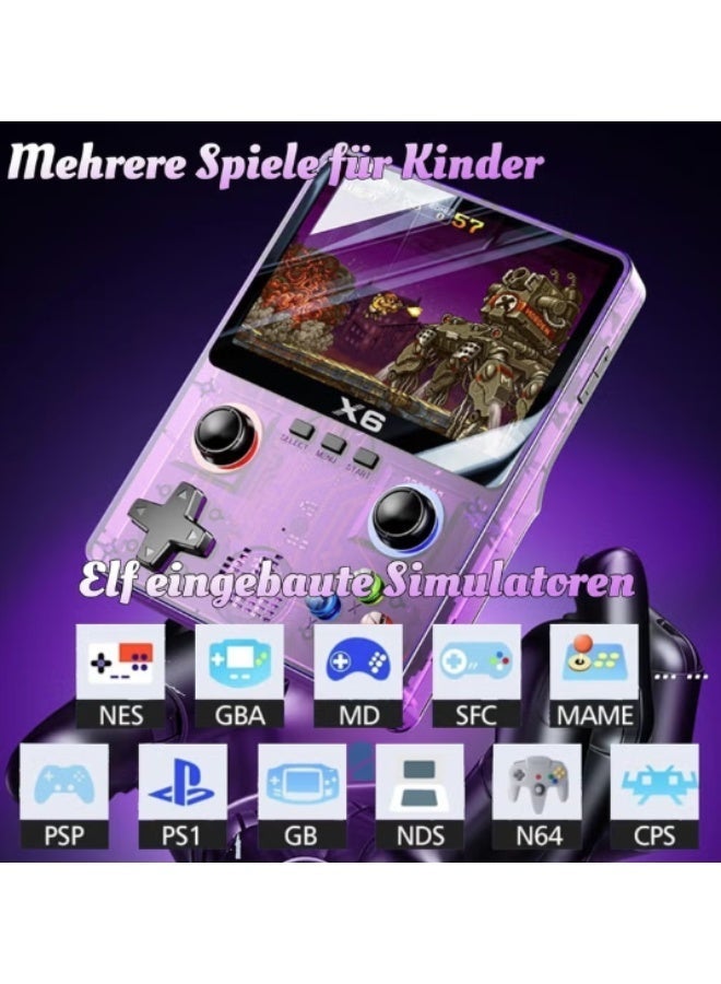 X6 Handheld Video Game Console with 3.5-Inch Display – Preloaded with 10,000+ Retro Games – Dual Player Support with External Gamepad – 640x480 Resolution, Built-In Battery, Multimedia Playback, TF Card Slot – Portable Gaming Device for All Ages - Image 2