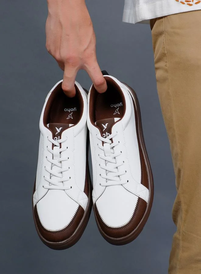 Yoho brown Men Contrast Panel Casual Sneakers for Men | Best Price UAE