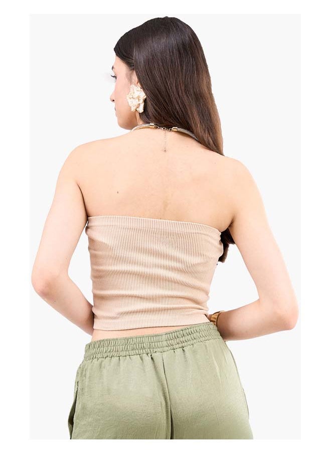 Clue Strapless Cropped Ribbed Top  - Image 3