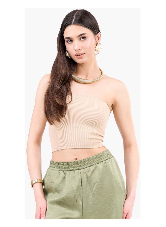 Clue Strapless Cropped Ribbed Top  - Image 1