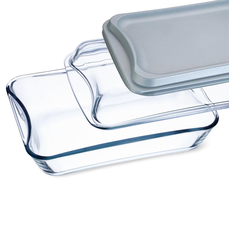 Simax Exclusive Clear Rectangular Glass Roaster  Includes Glass and Plastic Lid Heat Cold and Shock Proof Made in Europe 26 Quart