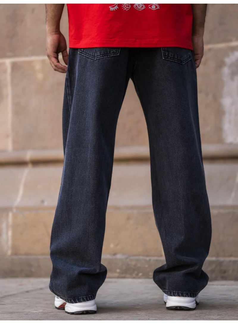 مانياك جينز رجالي مانياك بقصة واسعة بلون جرافيتي