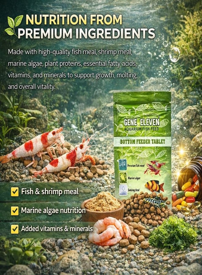 VAYINATO Aquatic Remedies 30G Gene Eleven Bottom Feeder Tablet Fish Food | Sinking Tablet Feed for Plecos, Shrimps, Crayfish, Lobsters & Crabs | All Life Stages Aquarium Feed - Image 4