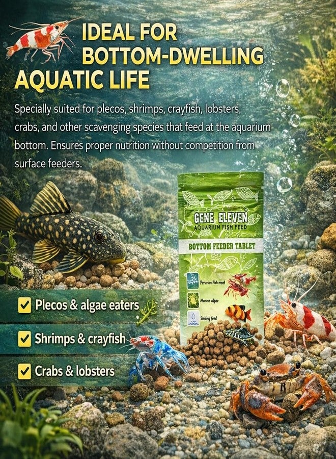 VAYINATO Aquatic Remedies 30G Gene Eleven Bottom Feeder Tablet Fish Food | Sinking Tablet Feed for Plecos, Shrimps, Crayfish, Lobsters & Crabs | All Life Stages Aquarium Feed - Image 3