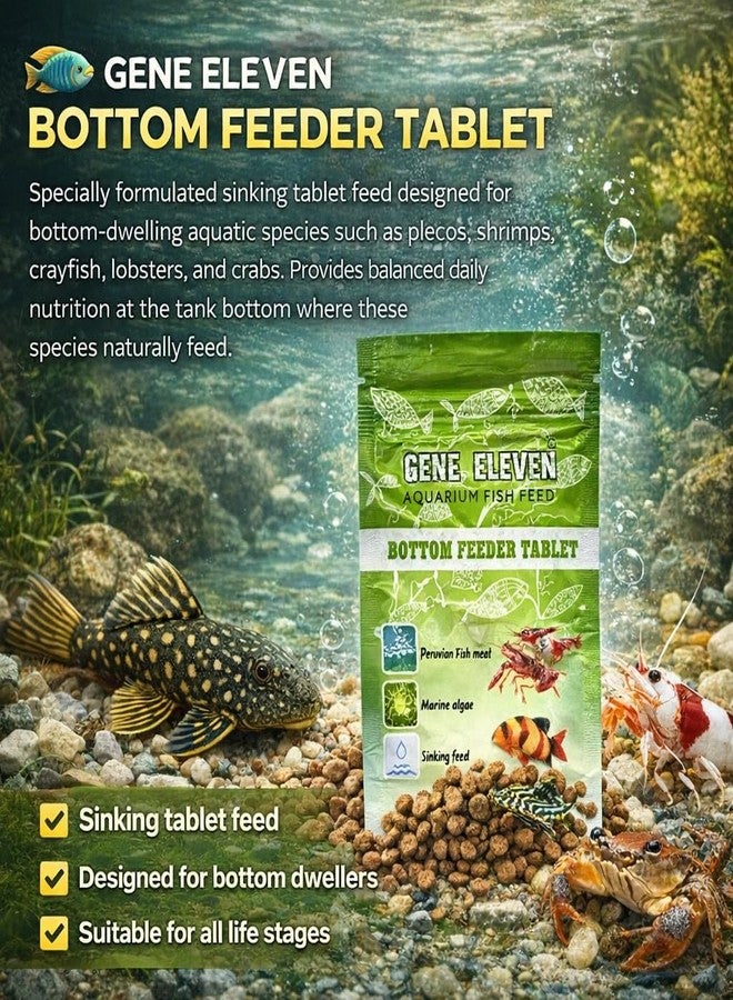 VAYINATO Aquatic Remedies 30G Gene Eleven Bottom Feeder Tablet Fish Food | Sinking Tablet Feed for Plecos, Shrimps, Crayfish, Lobsters & Crabs | All Life Stages Aquarium Feed - Image 2