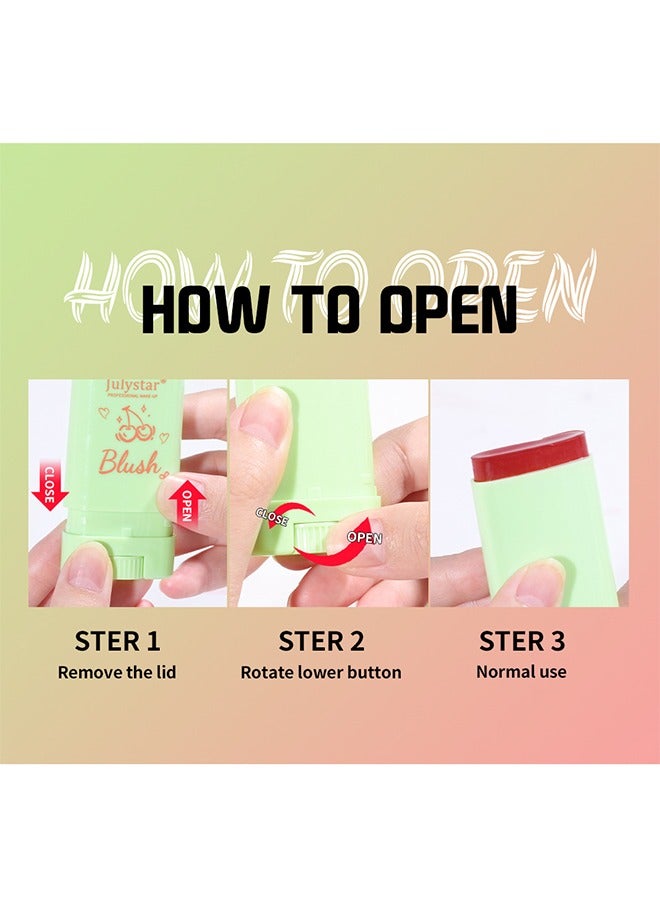 چولي ستار أحمر الخدود - مكياج أحمر الخدود المقاوم للماء ، أحمر الخدود 3 في 1 طويل الأمد وصبغة الشفاه وعصا مكياج ظلال العيون ، مكياج أحمر الخدود الكريمي لجميع ألوان البشرة #01 - Image 5