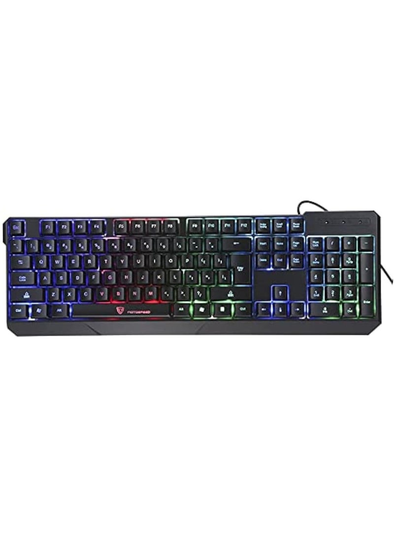 K70L Keyboard 7 Colorful LED Backlit Wired Desktop Keyboards Water Resistant USB Gaming Computer Keyboard - Image 1