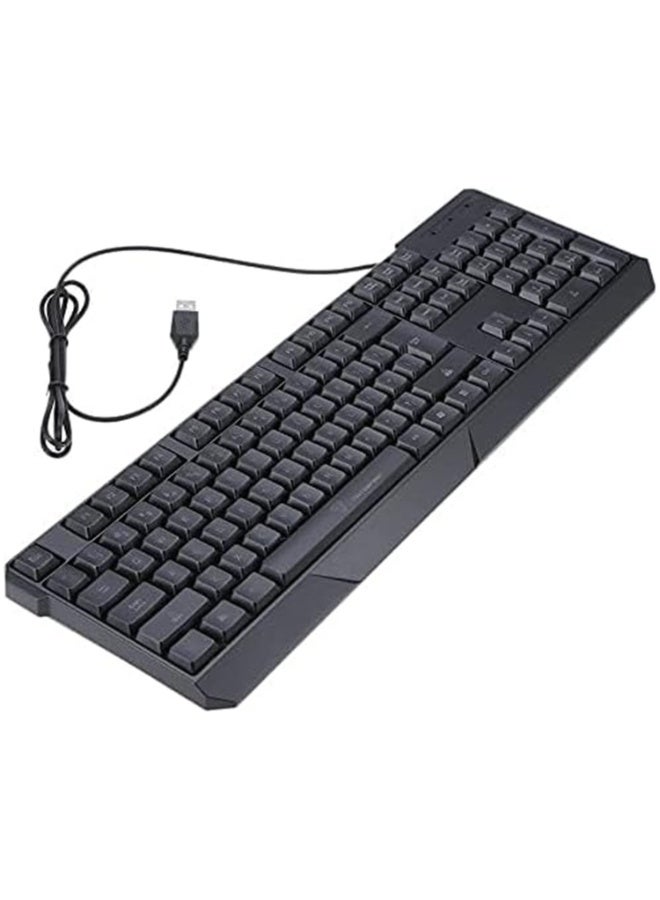 K70L Keyboard 7 Colorful LED Backlit Wired Desktop Keyboards Water Resistant USB Gaming Computer Keyboard - Image 2