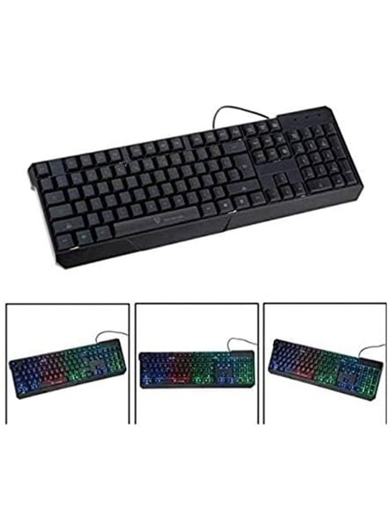 K70L Keyboard 7 Colorful LED Backlit Wired Desktop Keyboards Water Resistant USB Gaming Computer Keyboard - Image 3