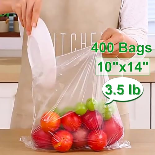 Tapsin 10" x 14" Produce Bags Roll, Fresh-Keeping Plastic Bag for Food, Fruit, Vegetable, Bread, Kitchen, freezer, Supermarket, 1 Roll 400 Plastic Produce Bags - Image 2